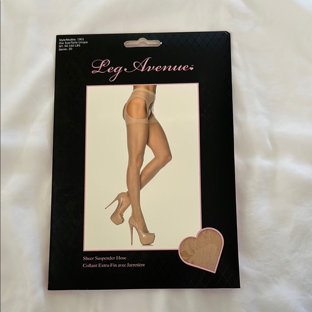 Leg Avenue Nude Sheer Suspender Tights